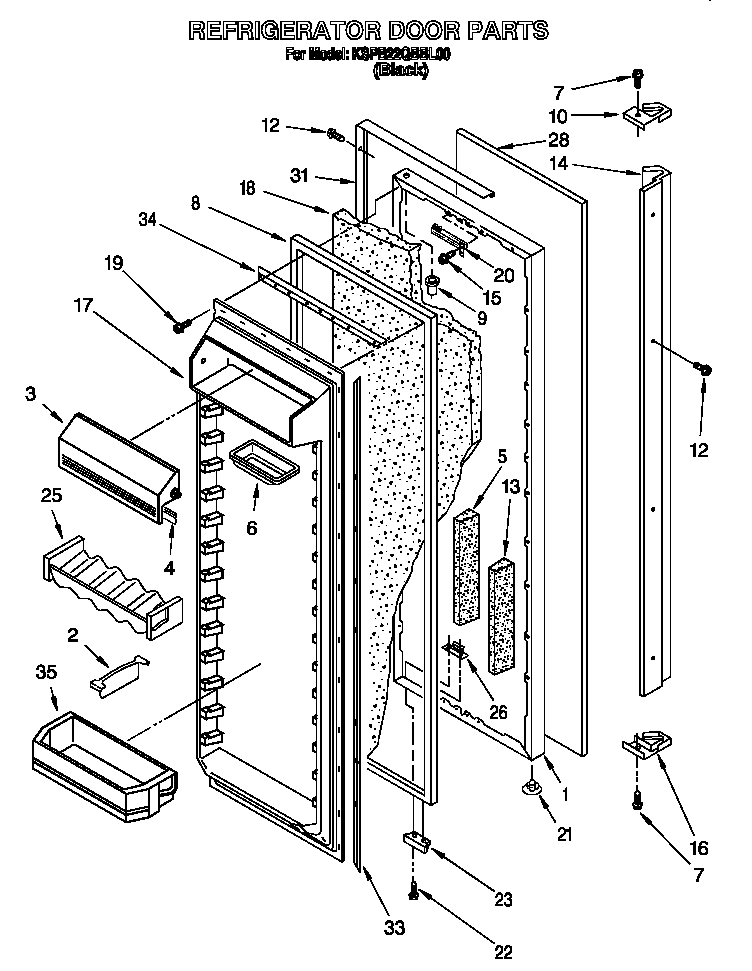 KitchenAid KSPB22QBBL00 refrigerator door diagram