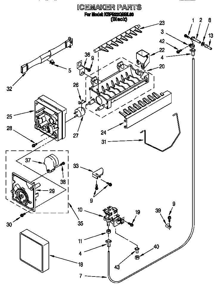 KitchenAid KSPB22QBBL00 icemaker diagram