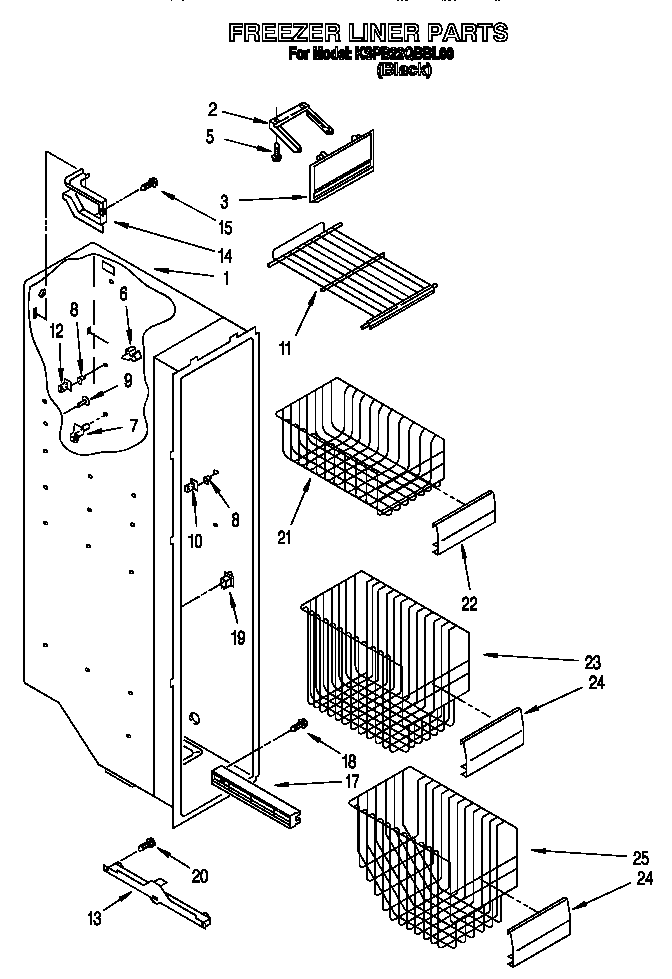 KitchenAid KSPB22QBBL00 freezer liner diagram