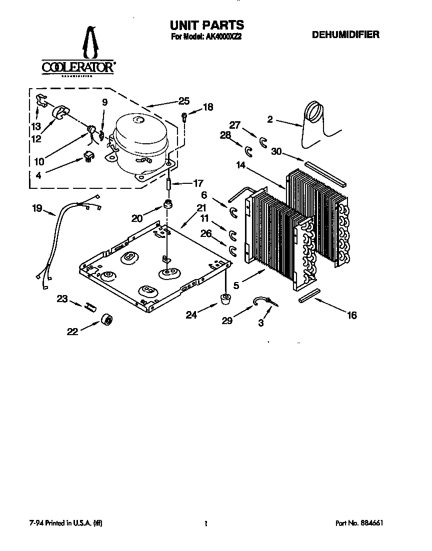 Whirlpool AK4000XZ2 unit parts diagram