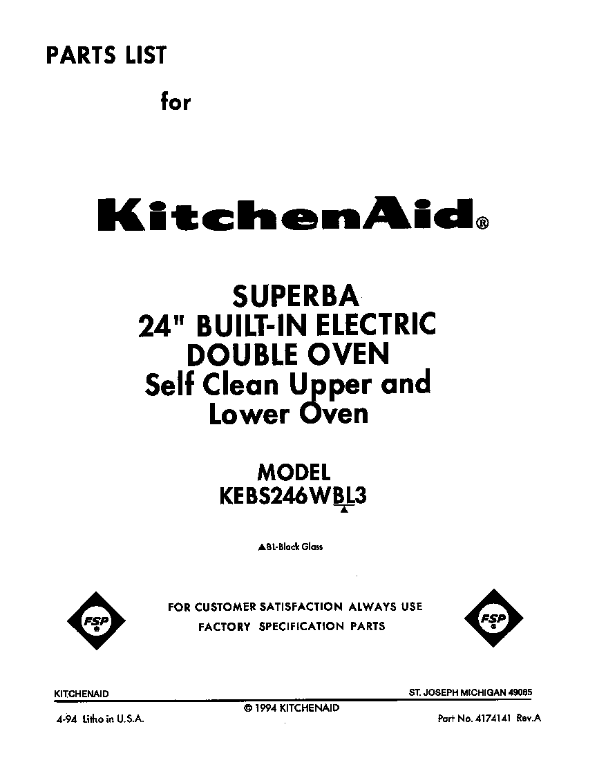 KitchenAid KEBS246WBL3 front cover diagram