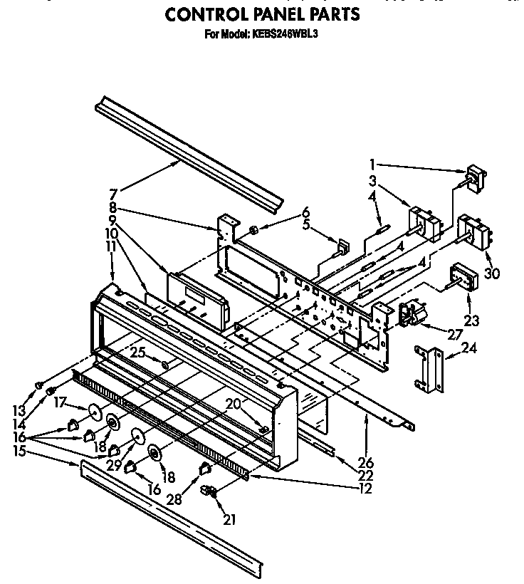 KitchenAid KEBS246WBL3 control panel diagram