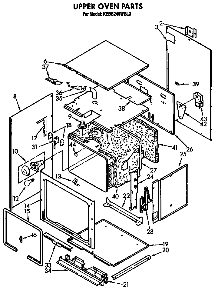 KitchenAid KEBS246WBL3 upper oven diagram
