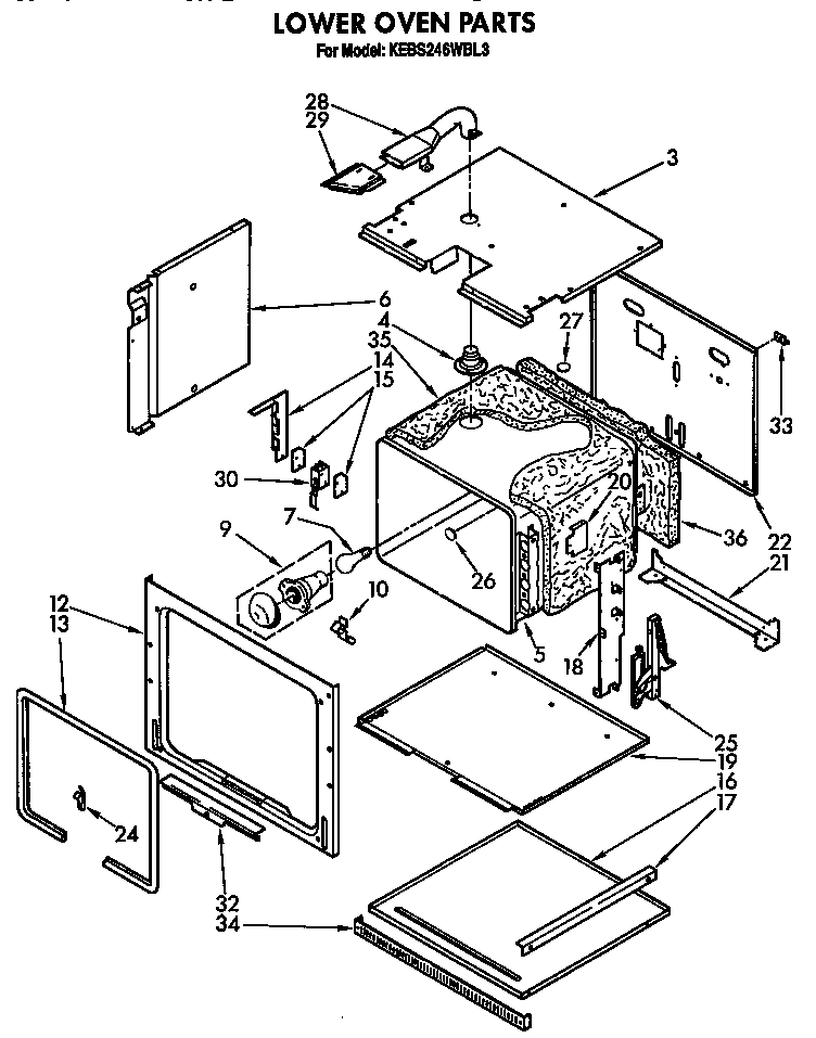 KitchenAid KEBS246WBL3 lower oven diagram