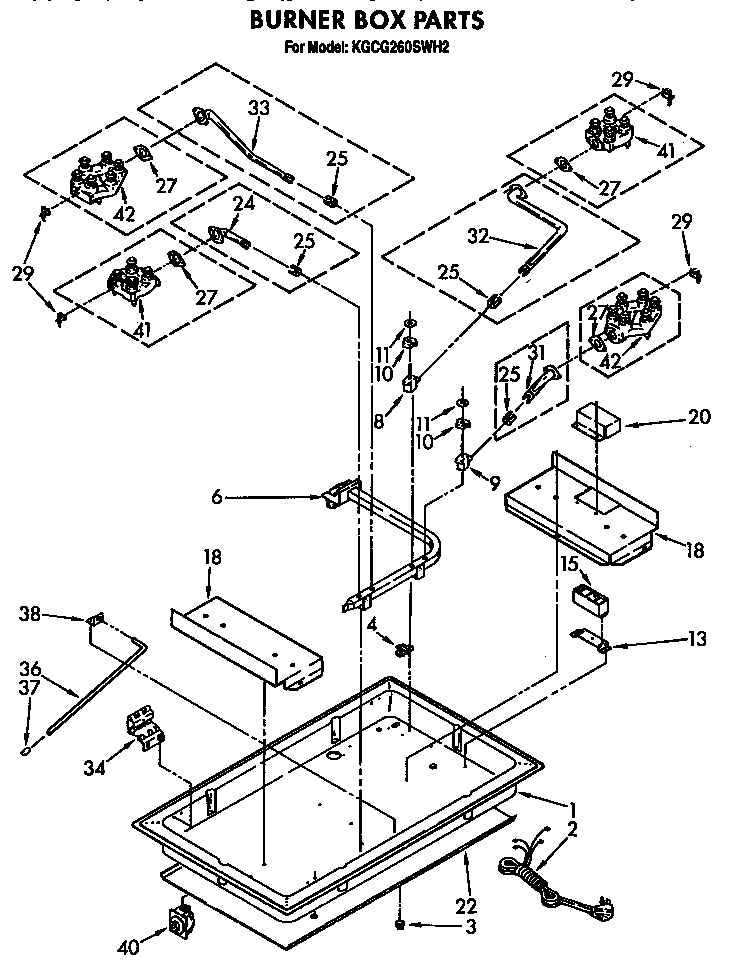 KitchenAid KGCG260SAL2 burner box diagram
