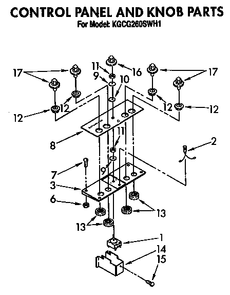 KitchenAid KGCG260SBC1 control panel and knob diagram