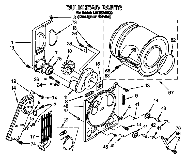 Whirlpool LET5624BQ0 bulkhead diagram