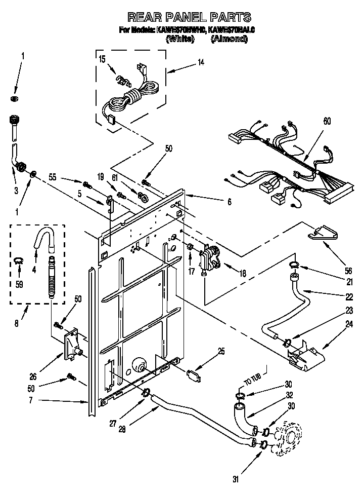 KitchenAid KAWE670BAL0 rear panel diagram