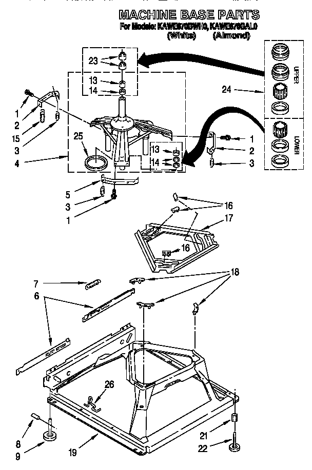 KitchenAid KAWE670BAL0 machine base diagram
