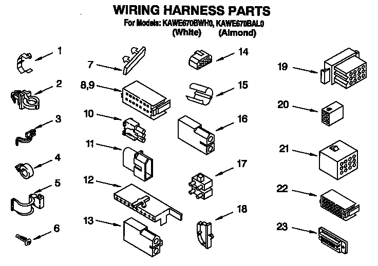 KitchenAid KAWE670BAL0 wiring harness diagram
