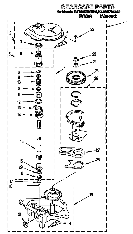 KitchenAid KAWE670BAL0 gearcase diagram