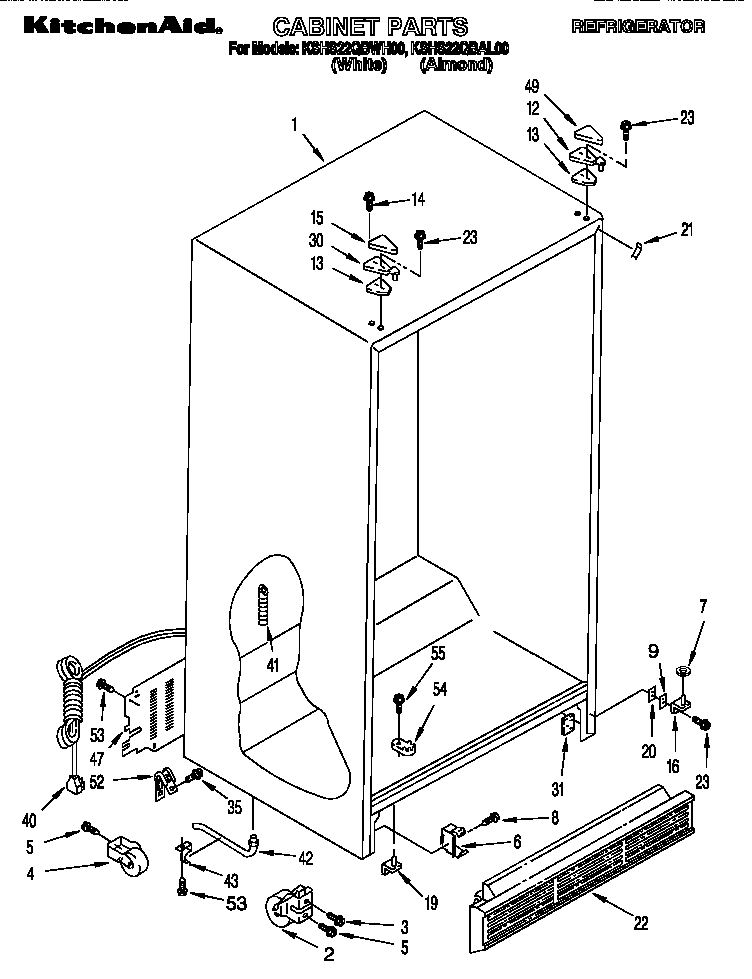 KitchenAid KSHS22QBWH00 cabinet diagram