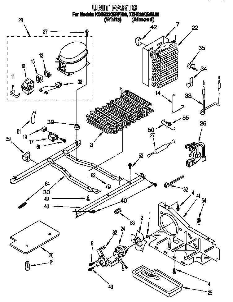 KitchenAid KSHS22QBWH00 unit diagram