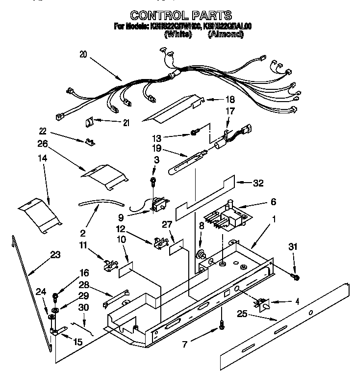 KitchenAid KSHS22QBWH00 control diagram