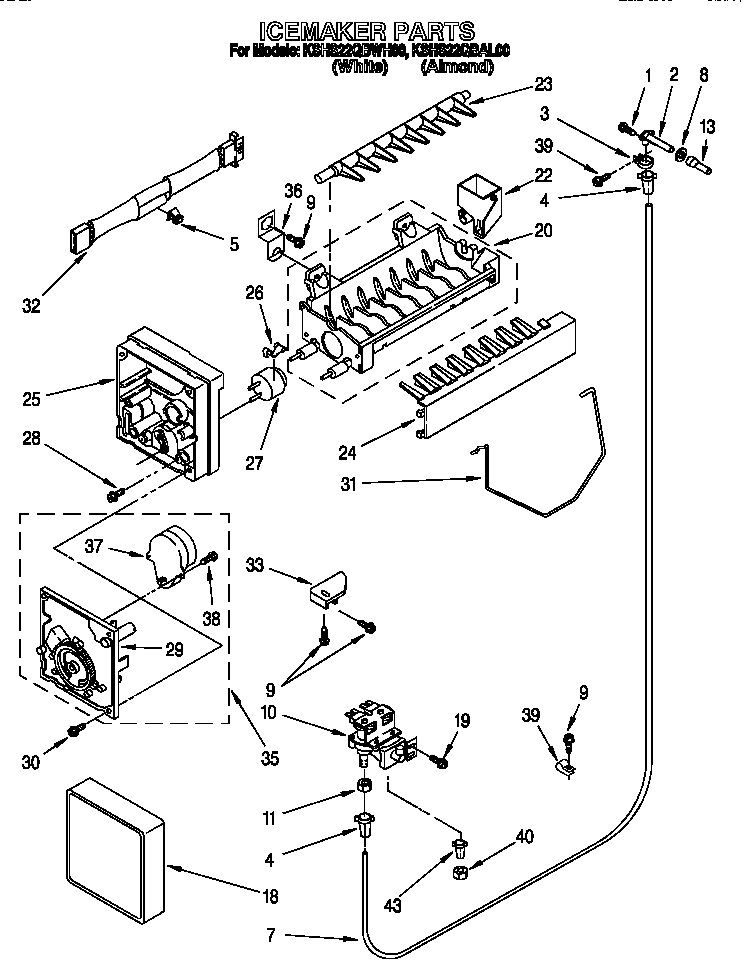 KitchenAid KSHS22QBWH00 icemaker diagram