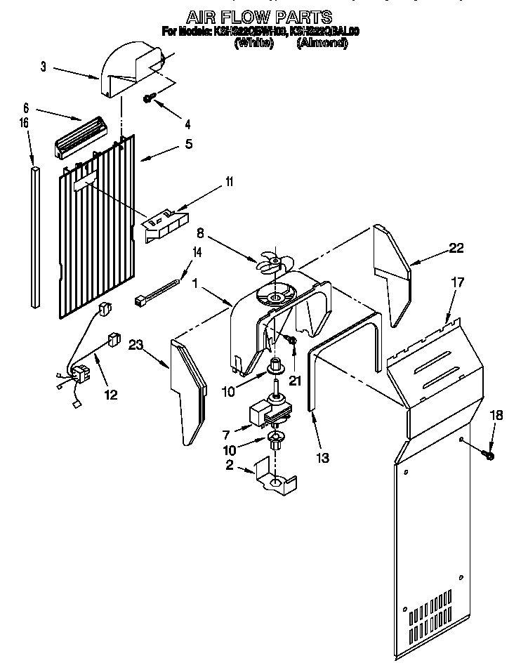KitchenAid KSHS22QBWH00 air flow diagram