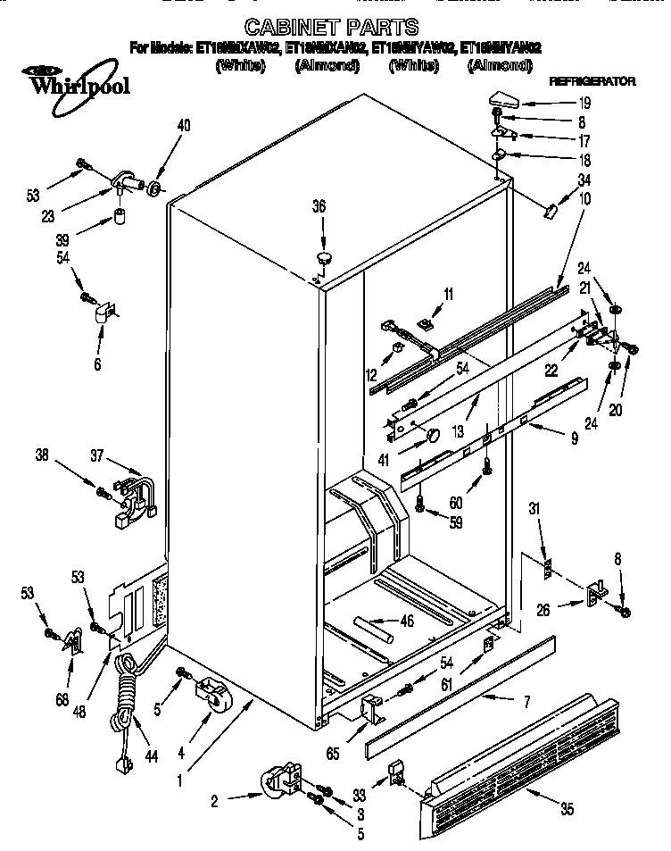 Whirlpool ET18NMXAN02 cabinet diagram