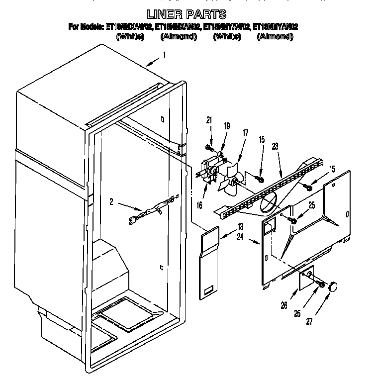 Whirlpool ET18NMXAN02 liner diagram