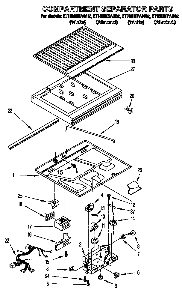 Whirlpool ET18NMXAN02 compartment separator diagram