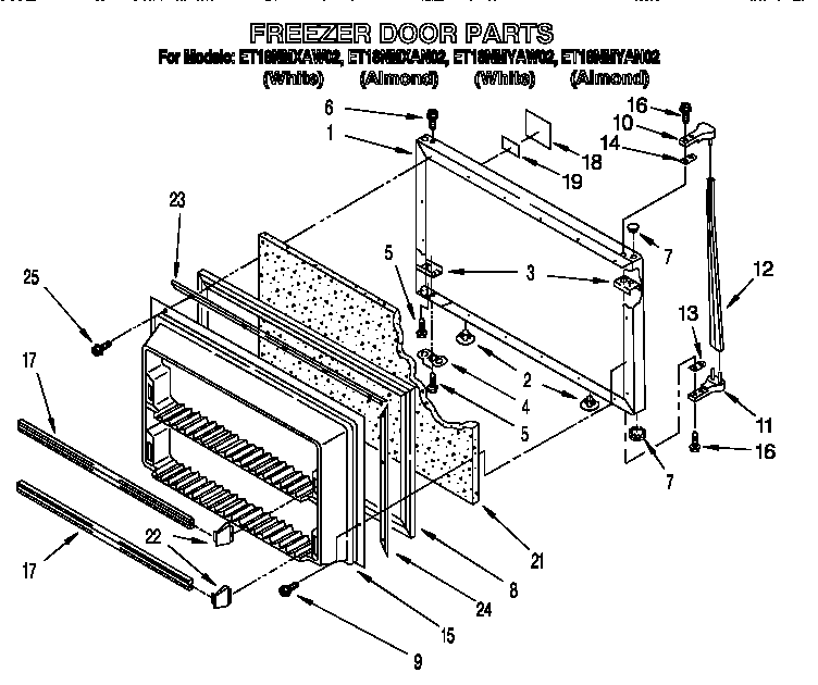 Whirlpool ET18NMXAN02 freezer door diagram