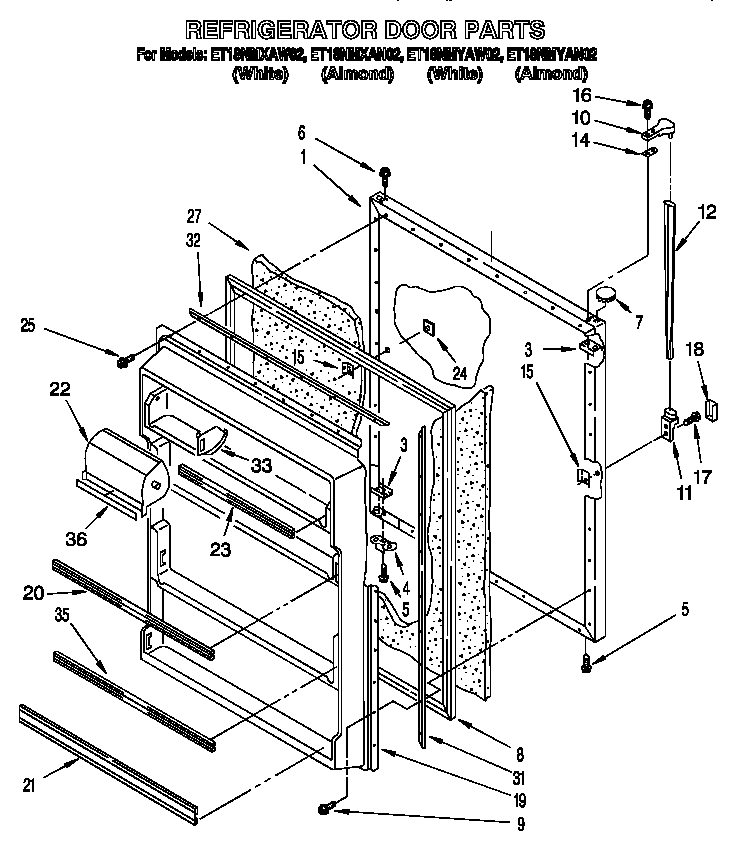 Whirlpool ET18NMXAN02 refrigerator door diagram
