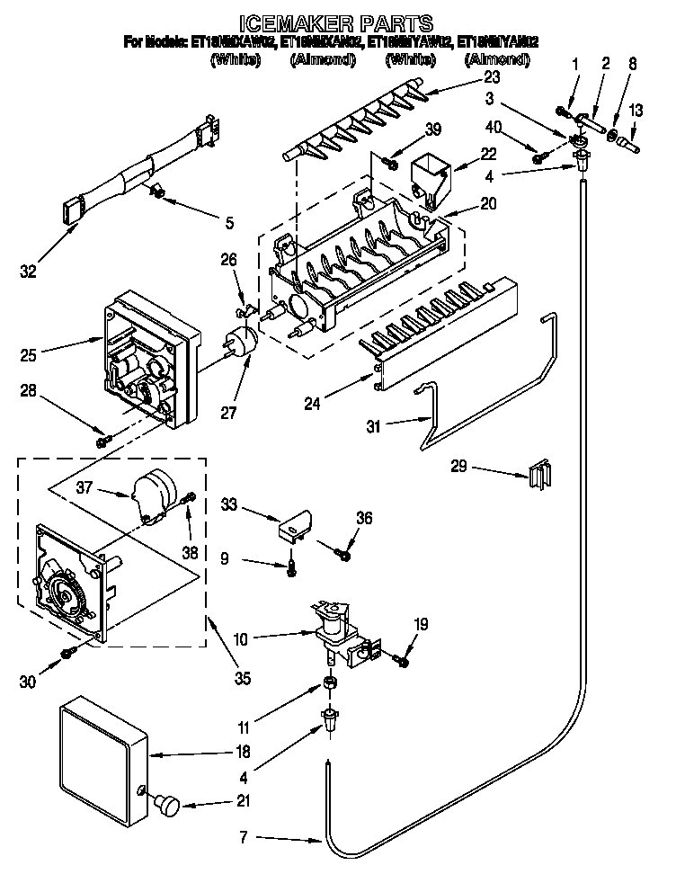 Whirlpool ET18NMXAN02 icemaker diagram