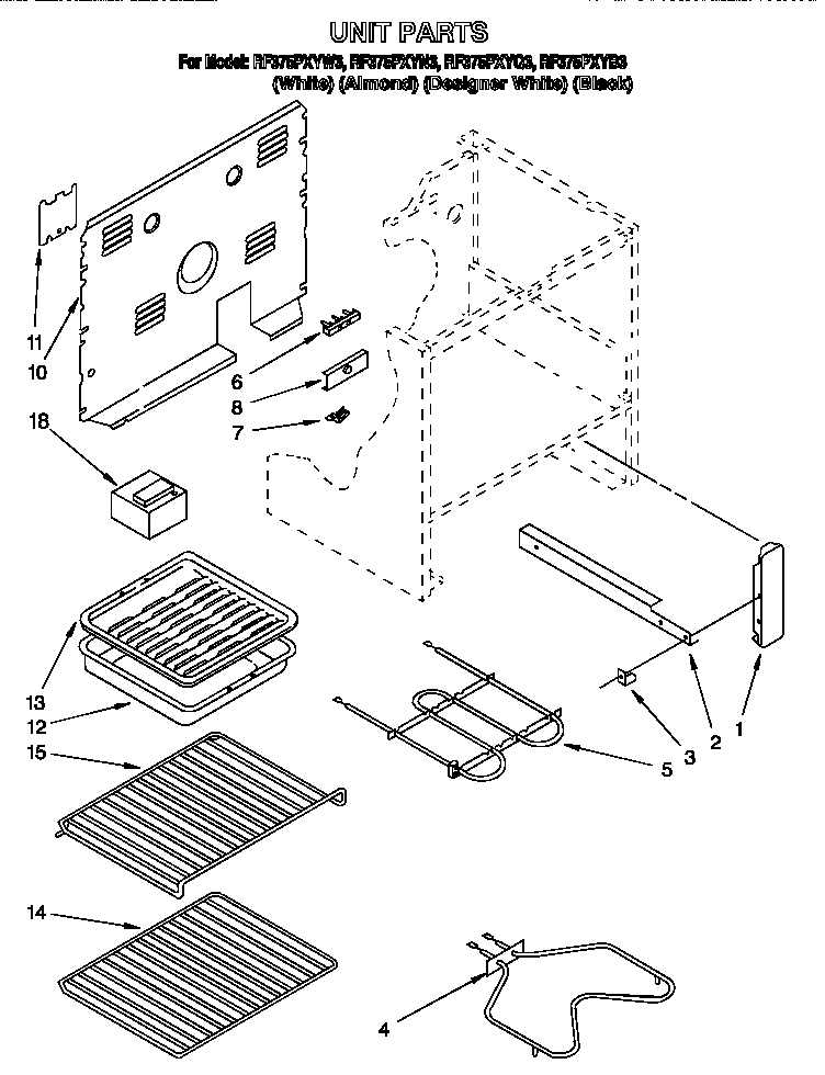 Whirlpool RF375PXYW3 unit diagram