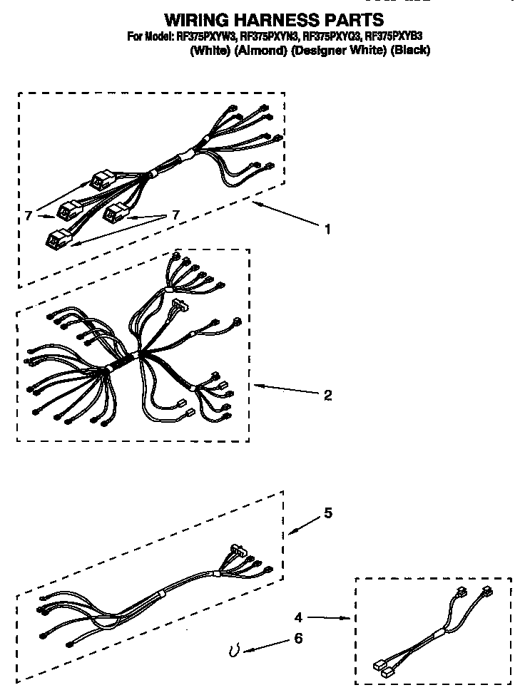 Whirlpool RF375PXYW3 wiring harness diagram
