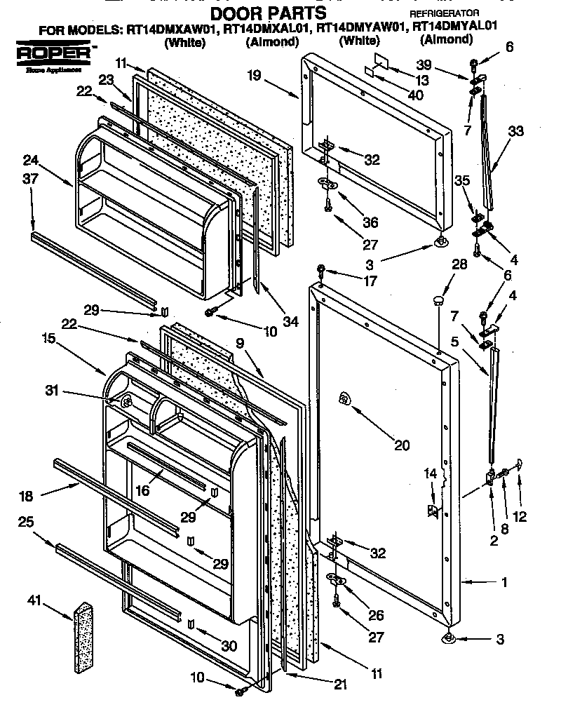 Roper RT14DMXAL01 door diagram
