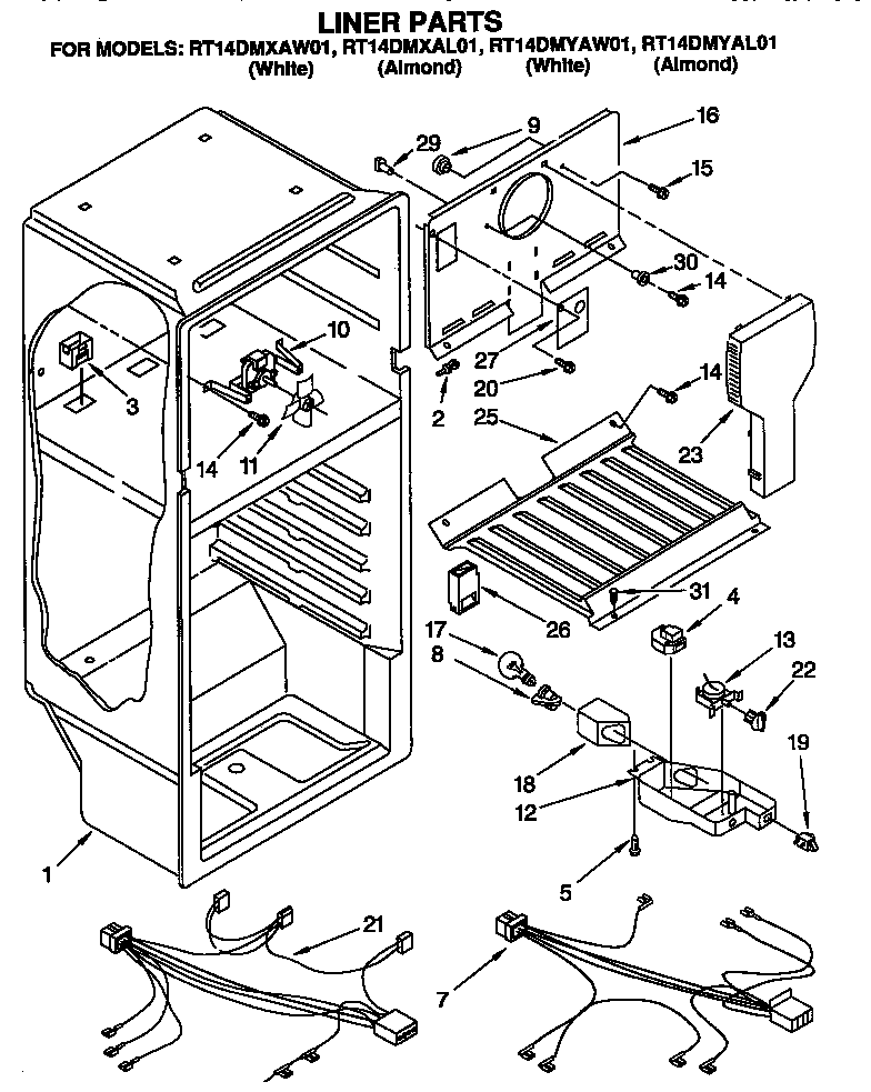 Roper RT14DMXAL01 liner diagram