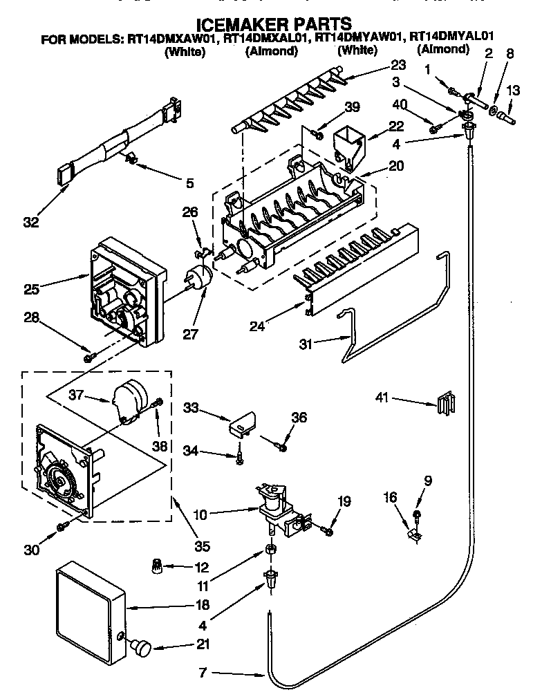 Roper RT14DMXAL01 icemaker diagram