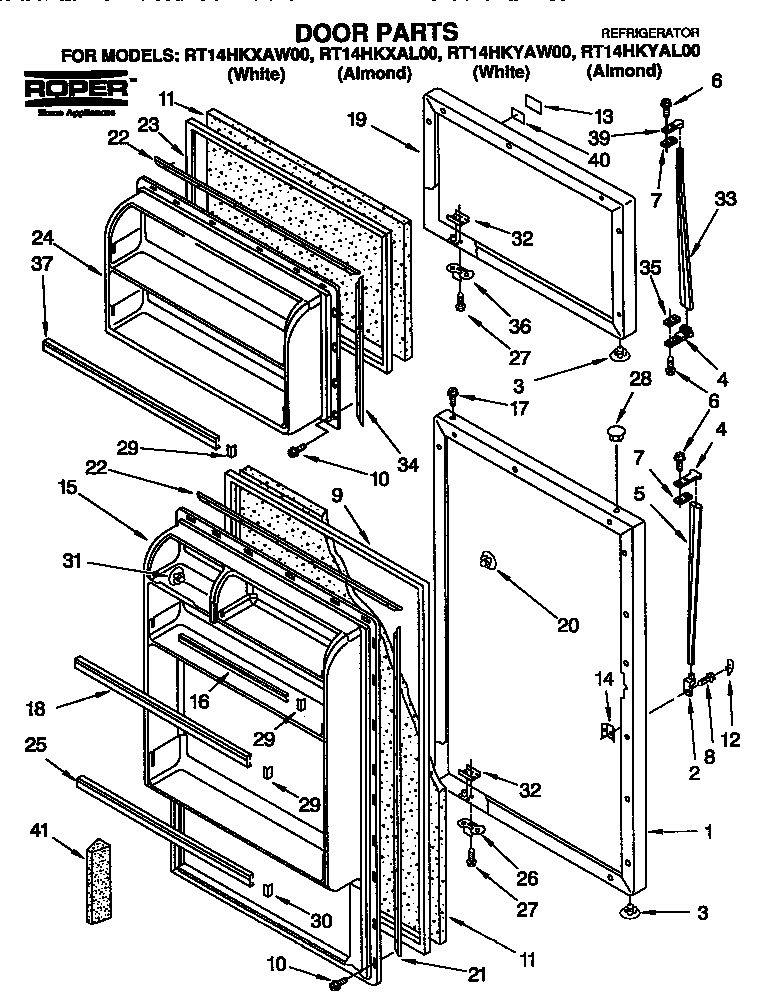 Roper RT14HKYAL00 door diagram