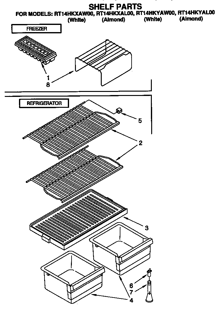 Roper RT14HKYAL00 shelf diagram