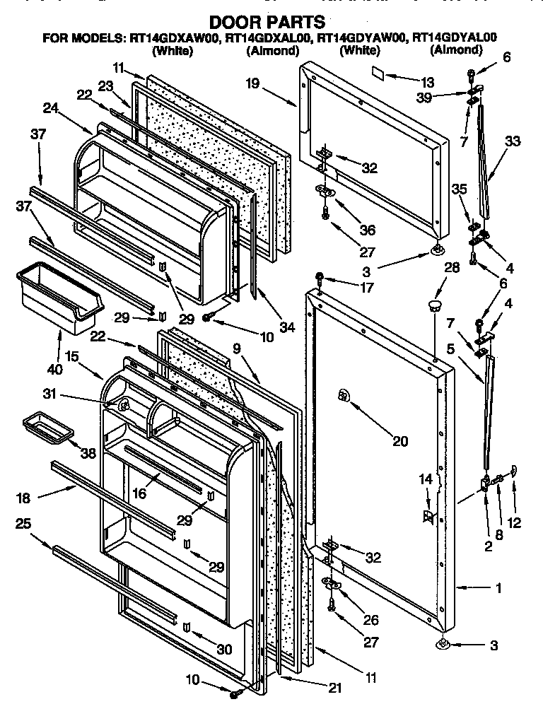 Roper RT14GDYAL00 door diagram