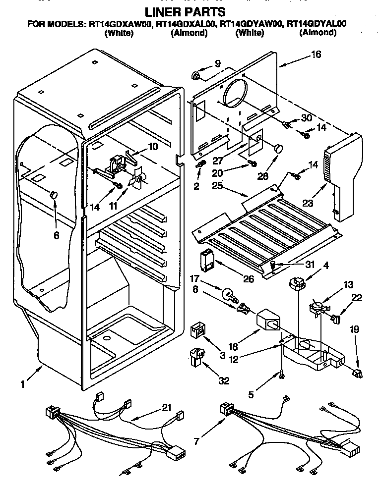 Roper RT14GDYAL00 liner diagram
