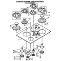 KitchenAid KGCT305XBL0 cooktop, burner and grate diagram