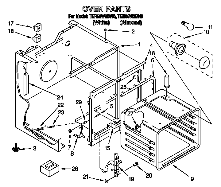 Whirlpool TER56W2BN0 oven diagram