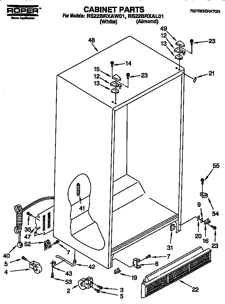 Roper RS22BRXAL01 cabinet diagram