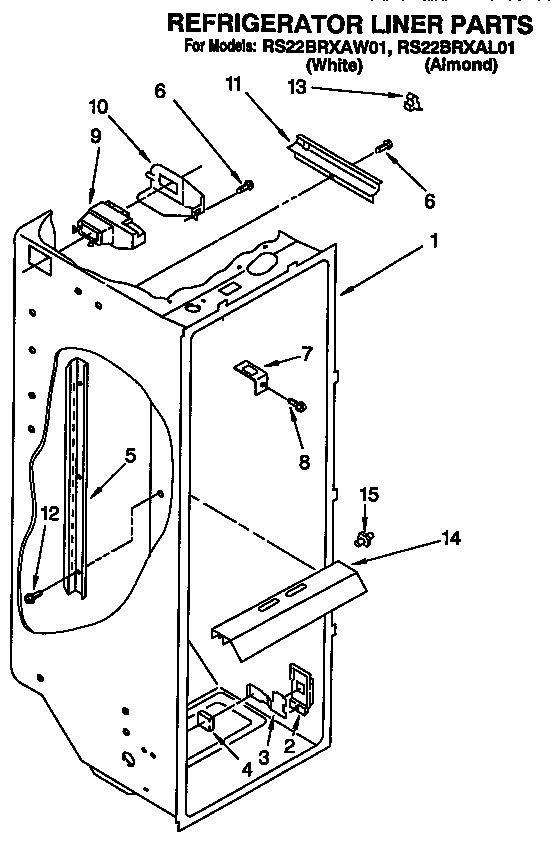 Roper RS22BRXAL01 refrigerator liner diagram