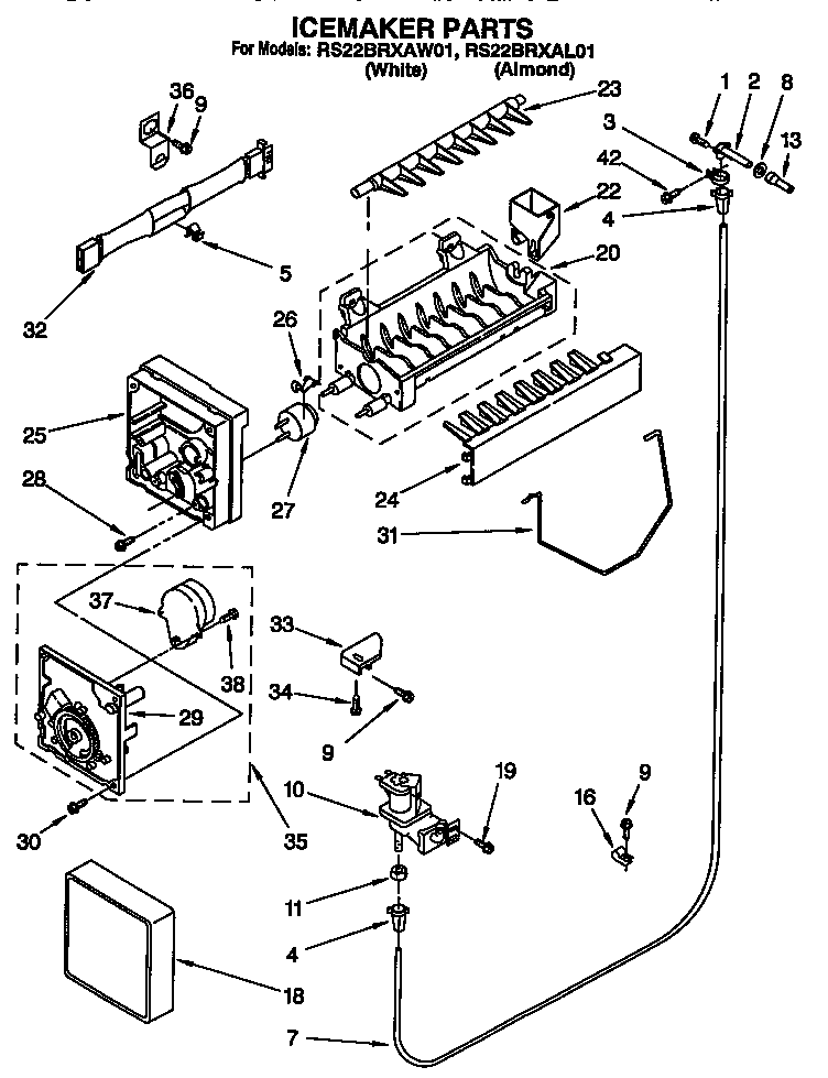 Roper RS22BRXAL01 icemaker diagram