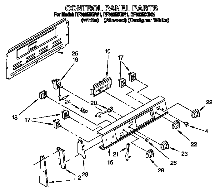 Whirlpool RF362BXBN1 control panel diagram