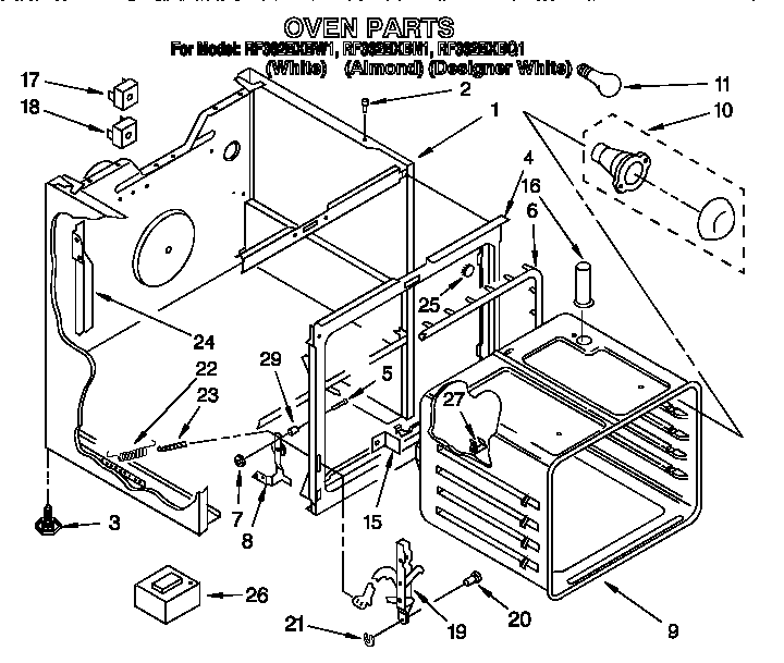 Whirlpool RF362BXBN1 oven diagram