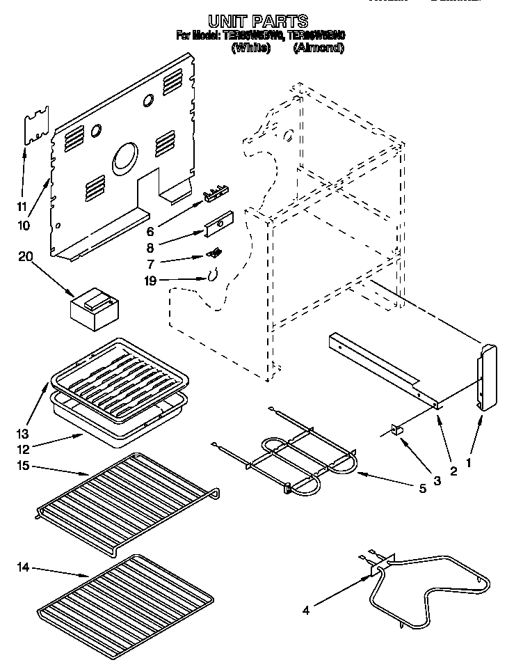 Whirlpool TER86W5BW0 unit diagram