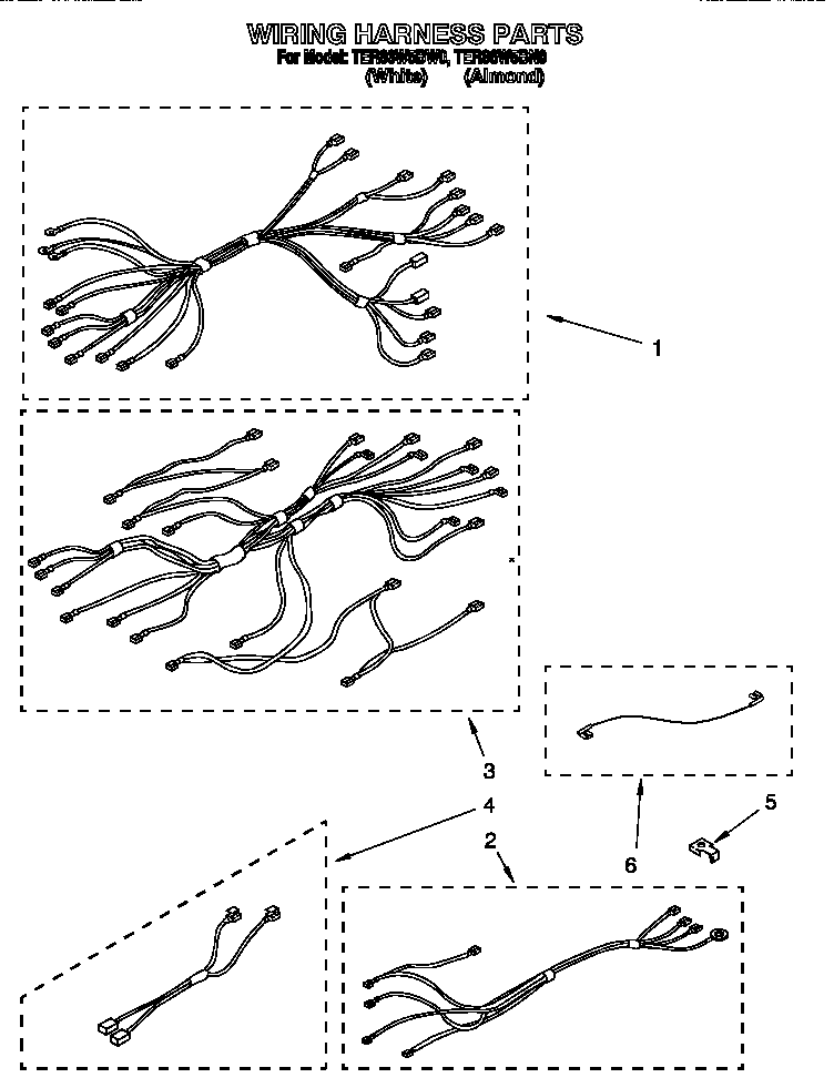 Whirlpool TER86W5BW0 wiring harness diagram