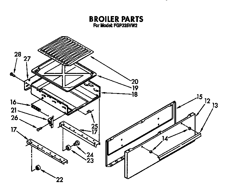 Roper FGP325VW2 broiler diagram
