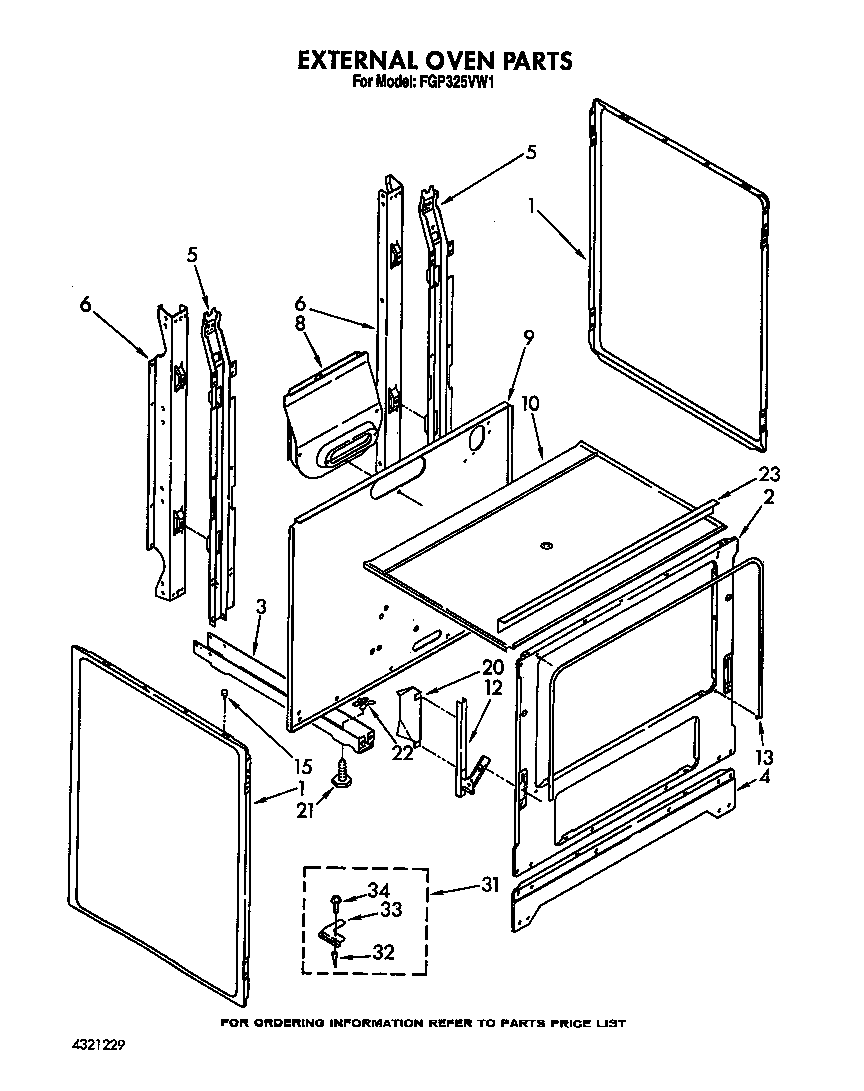 Roper FGP325VW1 external oven diagram
