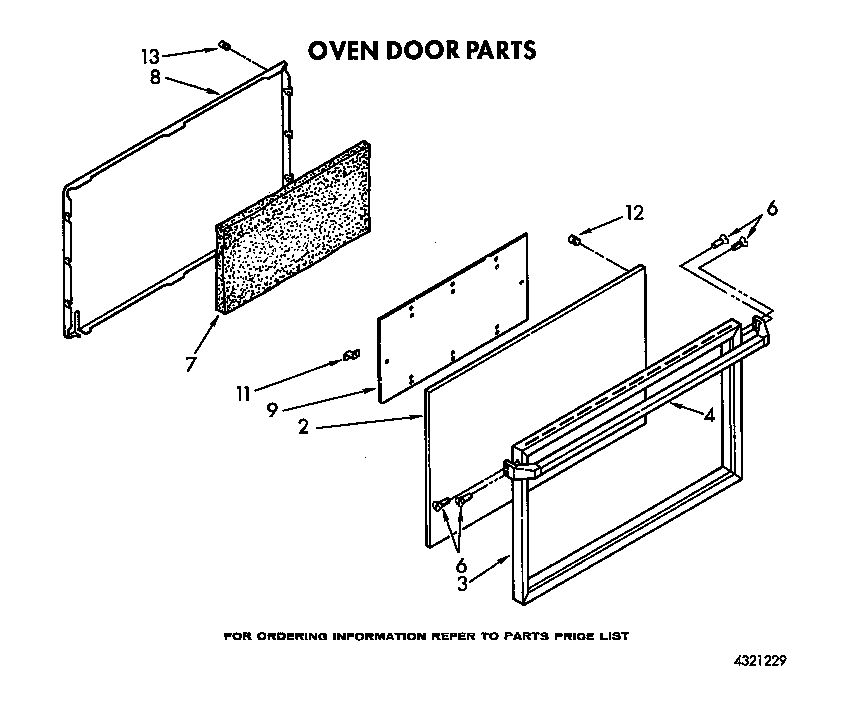 Roper FGP325VW1 oven door diagram
