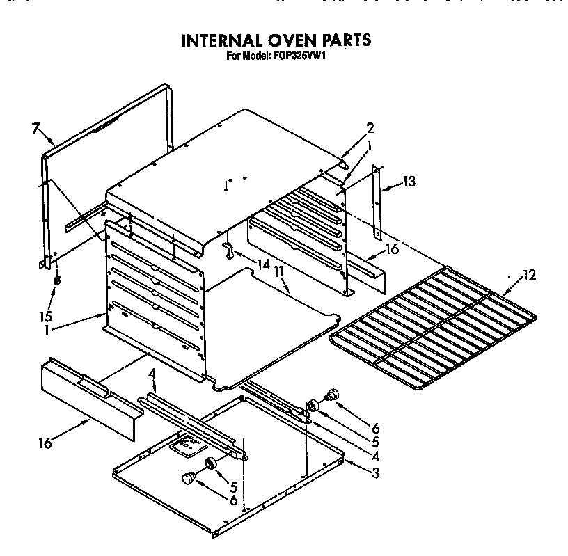 Roper FGP325VW1 internal oven diagram