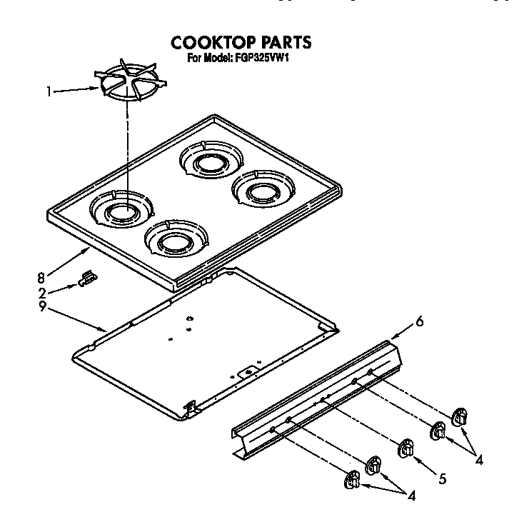 Roper FGP325VW1 cooktop diagram