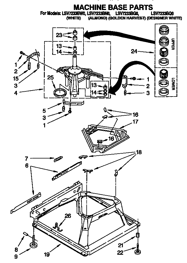 Whirlpool LSV7233BQ0 machine base diagram
